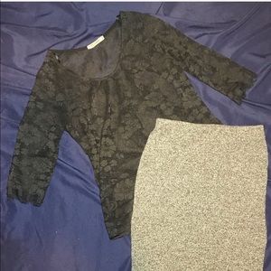 Old Navy Gray Sweater Knit fitted pencil skirt XS